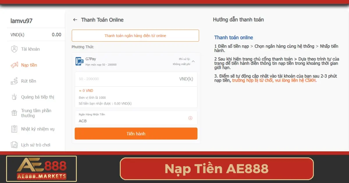 Nạp Tiền AE888 - Tăng Cơ Hội Thắng Với Giao Dịch Nhanh 2 Làm thế nào để nạp tiền AE888 chỉ trong vài bước đơn giản?